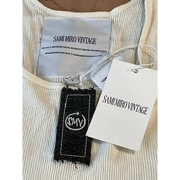 SAMI MIRO VINTAGE Scrap Tank in White & Black Medium New Womens Sleeveless Top - Picture 7 of 13